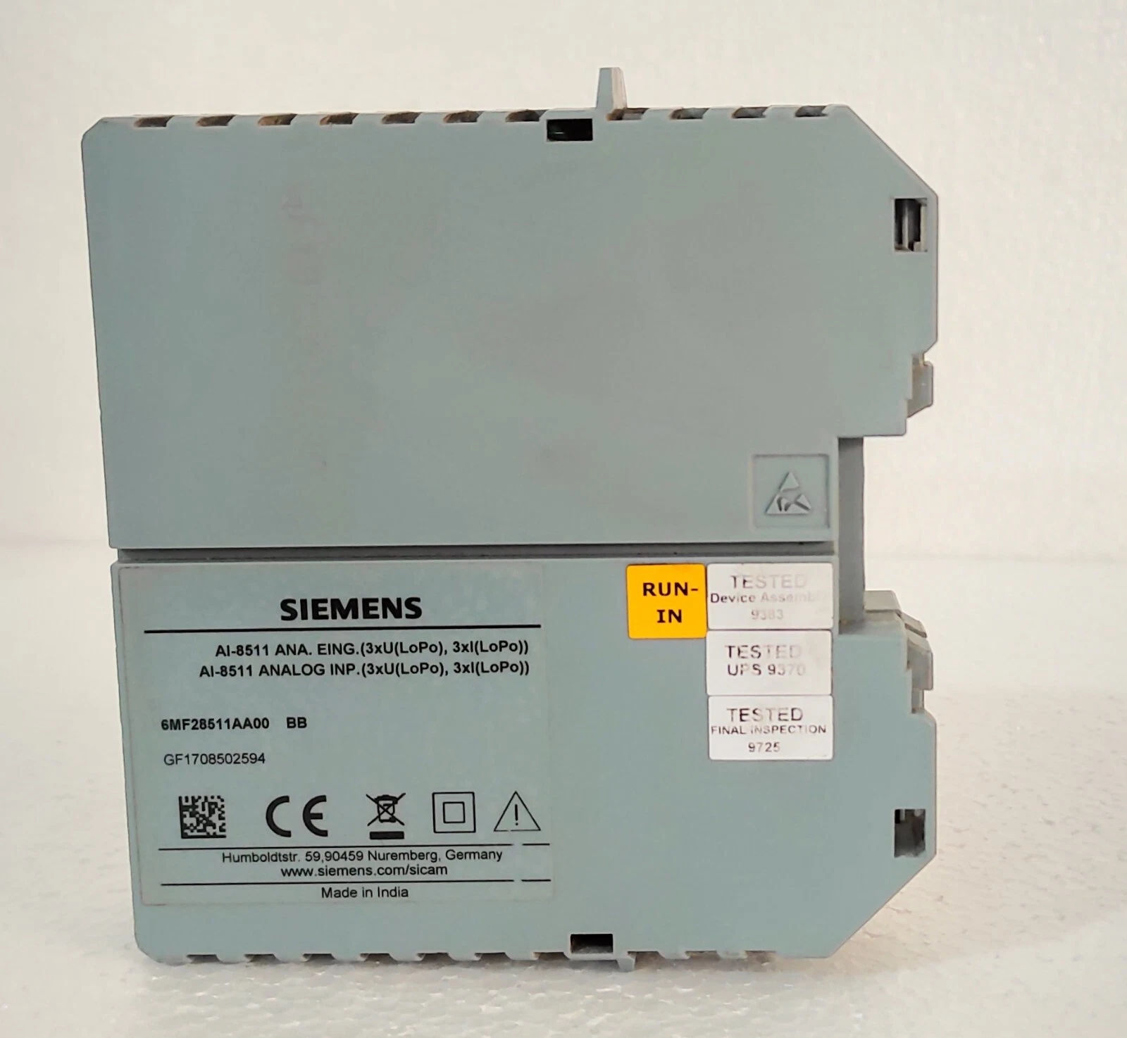 Siemens SICAM A8000 Series AI-8511 / AI 8511 Analog INP.  6MF28511AA00